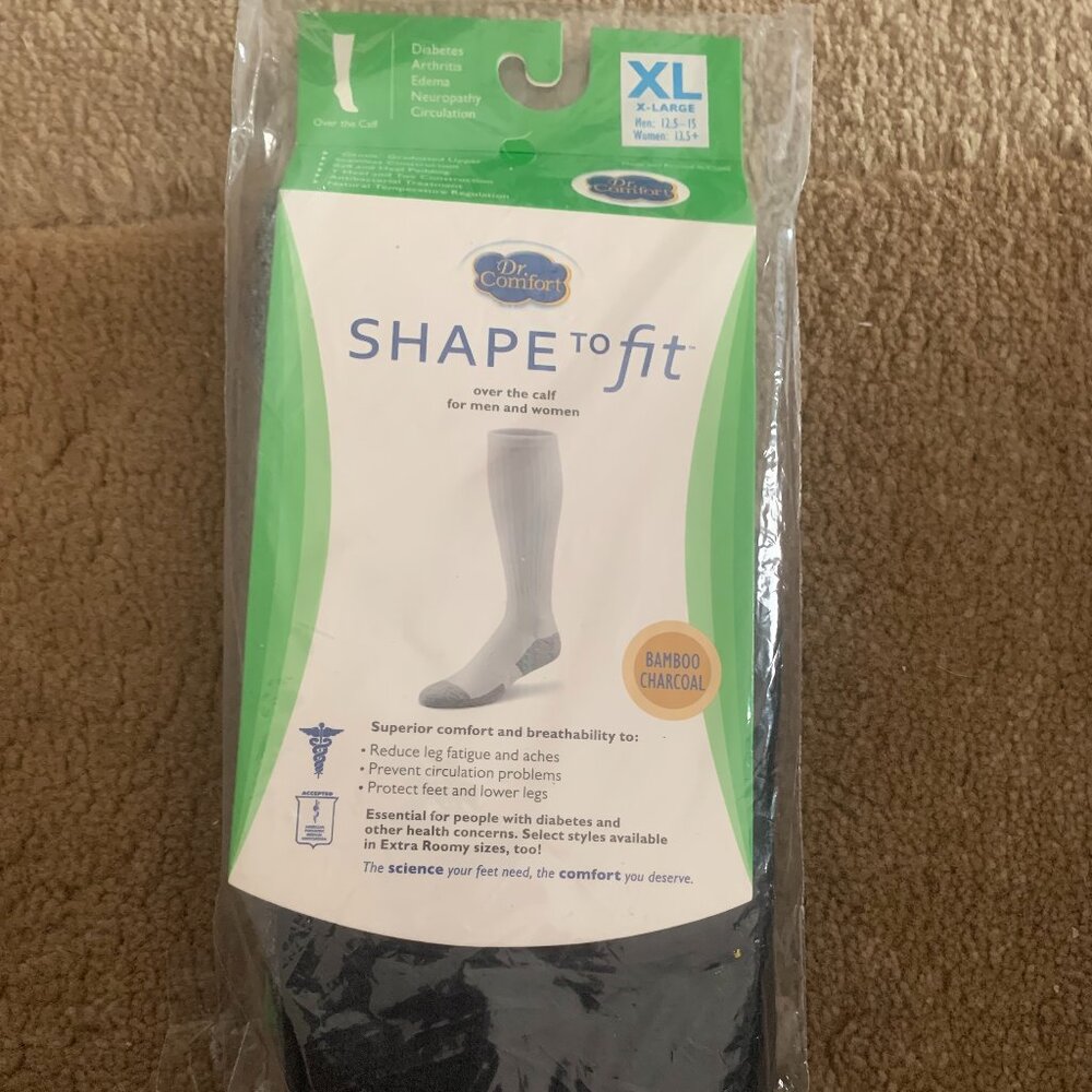 BRAND NEW: Dr Comfort Over the Calf Shape to Fit Black Diabetic Socks (XL)